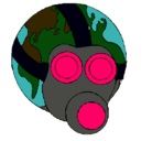Dibujo Tierra con máscara de gas pintado por cande