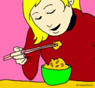 Dibujo Comiendo arroz pintado por estefani