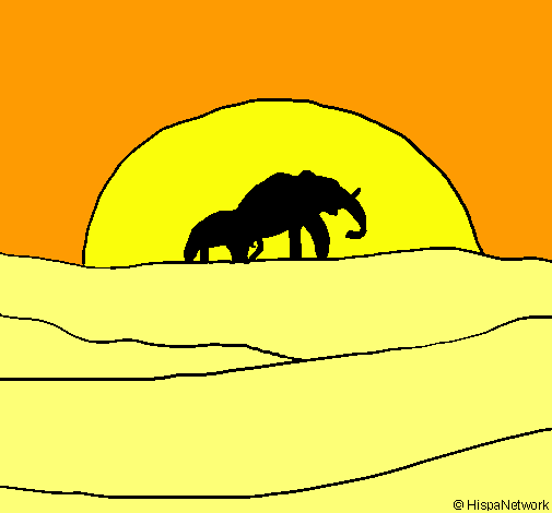 Elefante en el amanecer