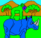 Dibujo Rinoceronte y mono pintado por francoprocopiobayone