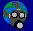 Dibujo Tierra con máscara de gas pintado por laura