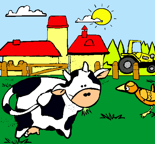 Vaca en la granja