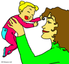 Dibujo Madre con su bebe pintado por paula