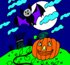 Dibujo Paisaje de Halloween pintado por alo