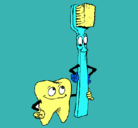 Dibujo Muela y cepillo de dientes pintado por salvador