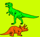 Dibujo Triceratops y tiranosaurios rex pintado por ruuben