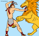 Dibujo Gladiador contra león pintado por AIAI