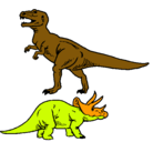 Dibujo Triceratops y tiranosaurios rex pintado por seba