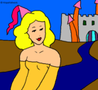 Dibujo Princesa y castillo pintado por rebeca