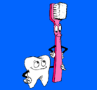 Dibujo Muela y cepillo de dientes pintado por Gatito