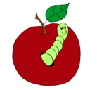 Dibujo Manzana con gusano pintado por israelpuertamerino