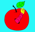 Dibujo Manzana con gusano pintado por MAGUI