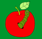 Dibujo Manzana con gusano pintado por sendyz