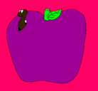 Dibujo Gusano en la fruta pintado por princesita