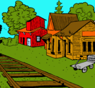Dibujo Estación de tren pintado por liam