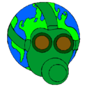 Dibujo Tierra con máscara de gas pintado por uli