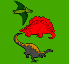 Dibujo Tres clases de dinosaurios pintado por simon