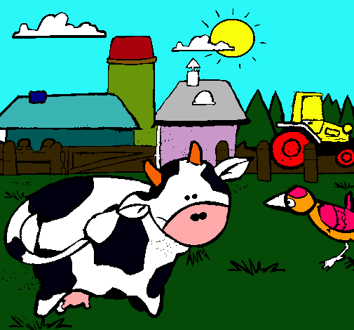 Vaca en la granja