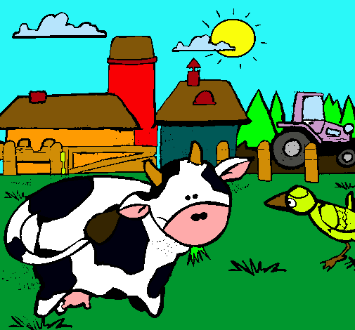 Vaca en la granja