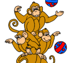 Dibujo Monos haciendo malabares pintado por micos