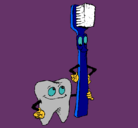 Dibujo Muela y cepillo de dientes pintado por rachid