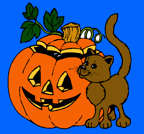 Calabaza y gato