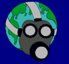 Dibujo Tierra con máscara de gas pintado por paolaycarla