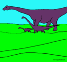 Dibujo Familia de Braquiosaurios pintado por ernesto