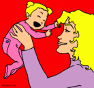 Dibujo Madre con su bebe pintado por thaliarojas