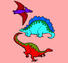 Dibujo Tres clases de dinosaurios pintado por LUISAL0NSO