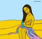 Dibujo Madre con su bebe pintado por monii