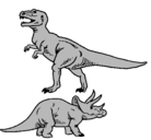 Dibujo Triceratops y tiranosaurios rex pintado por HIRAM