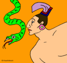 Dibujo Serpiente y guerrero pintado por JASMIN