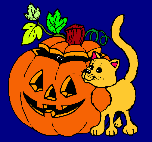 Calabaza y gato