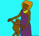 Dibujo Madre e hijo de Guinea pintado por esdsd