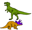 Dibujo Triceratops y tiranosaurios rex pintado por FELiPE