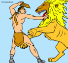 Dibujo Gladiador contra león pintado por Adriana