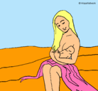 Dibujo Madre con su bebe pintado por cacy