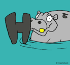 Dibujo Hipopótamo pintado por Marineta
