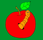 Dibujo Manzana con gusano pintado por Nekane