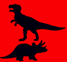 Dibujo Triceratops y tiranosaurios rex pintado por LA