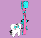 Dibujo Muela y cepillo de dientes pintado por sabrina