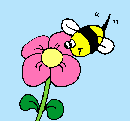 Abeja y flor