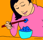 Dibujo Comiendo arroz pintado por miavelarde