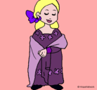 Dibujo Señora maya pintado por violeta