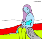 Dibujo Madre con su bebe pintado por ana
