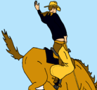 Dibujo Vaquero en caballo pintado por baudel