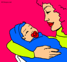 Dibujo Madre con su bebe II pintado por samntanta