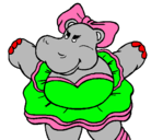Dibujo Hipopótama con lazo pintado por ALI