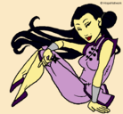 Dibujo Princesa ninja pintado por le